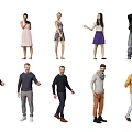 Multiple People With Various Heights Outfits And Different Standing Poses