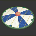 Classic Shield With Blue And White Stripes And Golden Sphere Center Design