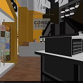 Specialty Store Interior With Yellow Walls White Shelves And Product Displays