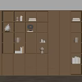 Modern Wooden Bookshelf With Layered Design Built in Lighting and Decorative Items