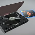 High Quality Turntable Audio Equipment with Open Lid and Vinyl Record Album Cover