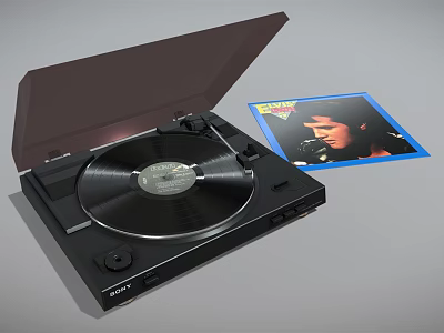 Modern record player Sony turntable with vinyl record 3d model Modern record player Sony turntable with vinyl record 3d model