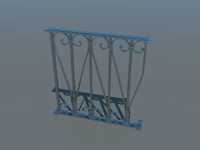Ornate Metal Railing With Curved Decorative Patterns And Base Support 3d model