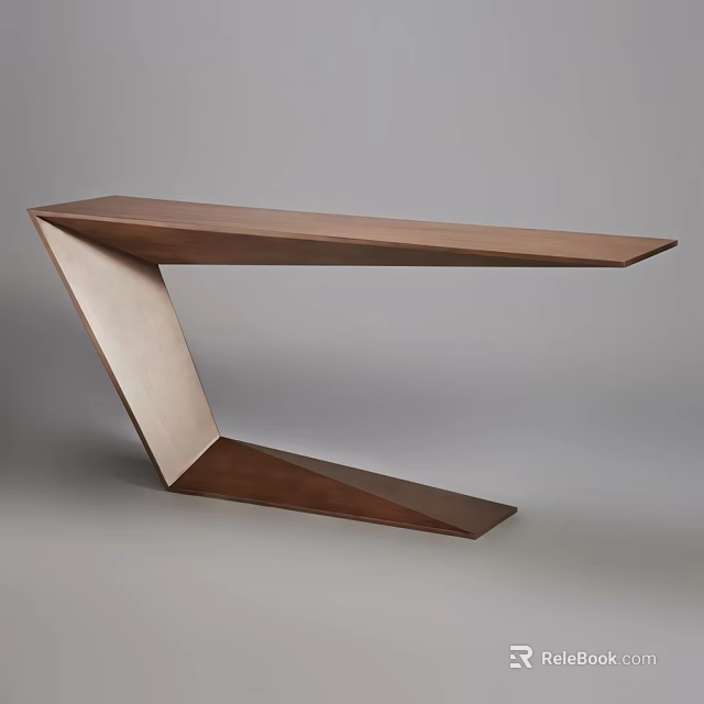 Modern Stylish Bar Counter With Geometric Structure Wooden Metallic Finish Against Minimalist Background 3d model 