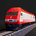 Detailed Red And White Electric Locomotive SS4G0762 On Railway Tracks