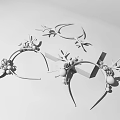 Decorative Headbands With Deer Antlers Flowers And Beads On Red Background