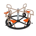 Outdoor Rotating Playground Equipment With Orange Seats Handrails And Black Base