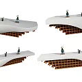 Modern Reception Desk Design With White Countertop Wooden Shelf Base Decorative Vase And Computer Monitor