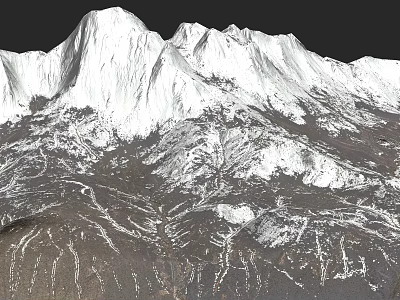 Snowy Mountain Range With White Peaks Rocky Terrain And Natural Landscape 3d model