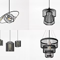 Modern Chandeliers With Unique Geometric Designs And Cage Like Structures For Interior Decor 3d model