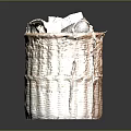 Wicker Storage Basket With Folded Household Items For Home Organization 3d model