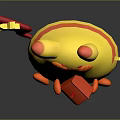 Cute Yellow Plush Toy with Red Ears Cheek Spots Holding Red Cube and Stars