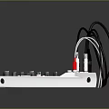 Professional Audio Mixer With Multiple Knobs Buttons Cables And Antenna
