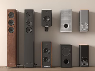 Various Design Home Audio Speakers Collection With Floor Standing Wall Mounted Wooden Black Silver Styles 3d model
