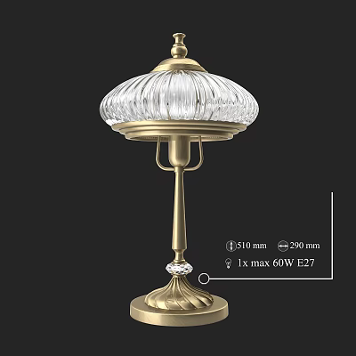 Elegant Classic Table Lamp With Transparent Shade 510mm Diameter 200mm Height 60W E27 3d model