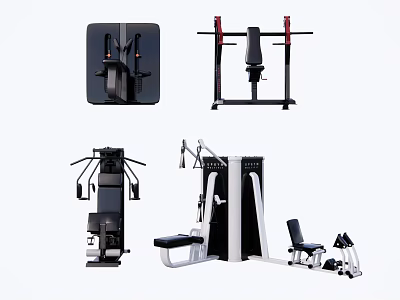 Professional Fitness Equipment Collection Featuring Multifunctional Machines Weight Racks And Seated Trainers 3d model
