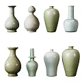 Ceramic Vases with Various Shapes Pastel Colors and Decorative Patterns