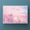 Pastel Pink And Blue Cloudy Sky Landscape Painting With Soft Clouds For Wall Decor