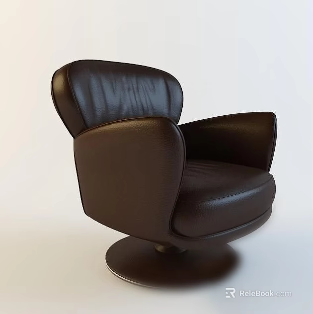 Brown Leather Office Chair With Ergonomic Design Armrests Comfortable Seat And Swivel Base 3d model 