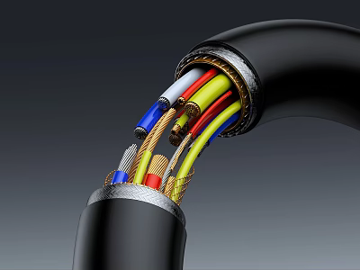 Mobile Digital Data Cable Exposed Internal Colorful Wires Structure for Smartphones 3d model