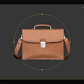 Brown Leather Briefcase With Secure Lock Handle And Adjustable Shoulder Strap 3d model