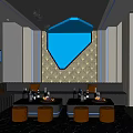 KTV Interior Design With Neon Lights Black Sofas Stools And Bottles Decor 3d model