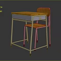Simple Design Wooden Table And Chair With Metal Frame And Wooden Top