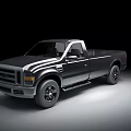 Dark Colored Single Cab Pickup Truck With Silver Accents And Large Wheels