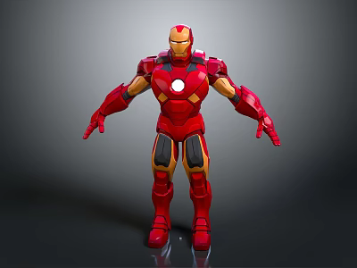 Iron Man 3D Character Model With Red And Gold Armor And Glowing Chest Reactor 3d model