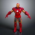 Iron Man 3D Character Model With Red And Gold Armor And Glowing Chest Reactor