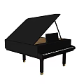 Black Grand Piano With Open Lid And Musical Instrument Design Elements