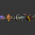 Colorful Diverse Marine Animals Including Clownfish Shark Seahorse Turtle And Jellyfish