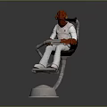 Red Skinned Alien Game Movie Character In White Outfit Sitting Holding Tablet With Back Tube