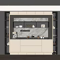 Modern Sideboard With LED Lighting Marble Backsplash Storage Cabinets Countertop Coffee Machine Decor 3d model