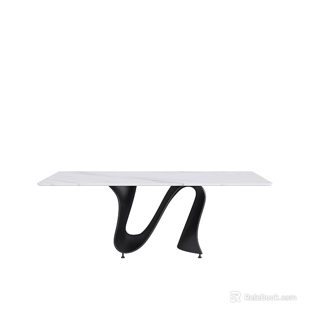 Modern Coffee Table With Unique Black Curved Base And Smooth White Tabletop 3d model 