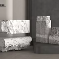 Modern POLIFORM Interior With Marble Stone Decor Pieces In Various Sizes 3d model
