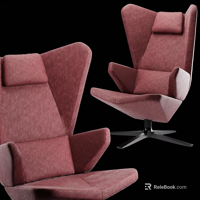 Red Modern Office Chair With Fabric Upholstery Metal Base And Padded Armrests 3d model 