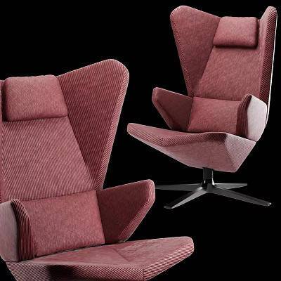 Red Modern Office Chair With Fabric Upholstery Metal Base And Padded Armrests 3d model
