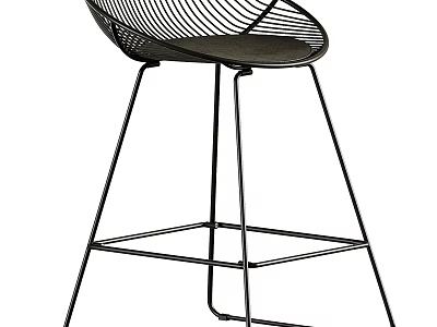 Modern Black Metal Bar Stool With Ergonomic Mesh Backrest Design 3d model