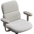 Comfortable Light Gray Fabric Leisure Chair With Armrests And Swivel Base Casters