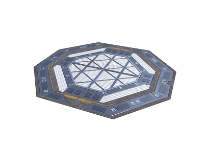 Octagonal Platform Floor Structure With Central Geometric Pattern And Edge Details 3d model