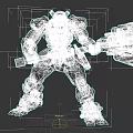 Black Armored Mech With Green Accents Holding Large Hammer Figure