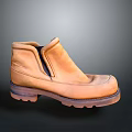 Brown Leather Ankle Boots With Zipper Design And Thick Non Slip Sole For Daily Wear