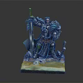 Game Movie Warrior Character In Blue Silver Armor Holding Long Sword On Water Effect Base