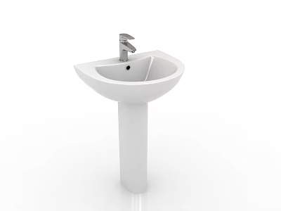 White Modern Pedestal Sink With Chrome Faucet And Sleek Design 3d model