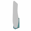 Modern Curved Mirror With Turquoise Textured Base And Metallic Silver Surface