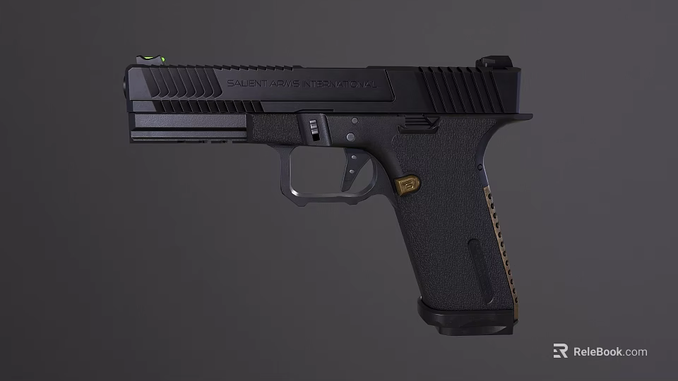 Modern Black Pistol with Textured Grip Tactical Slide and Ergonomic Design Features 3d model 