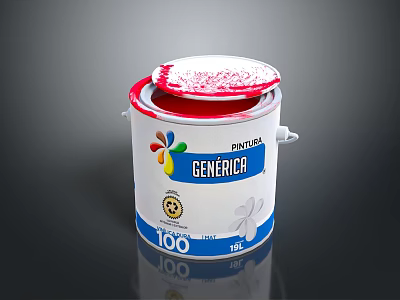 Generica 100 Red Paint Bucket with High Quality Coating for Home Use 3d model