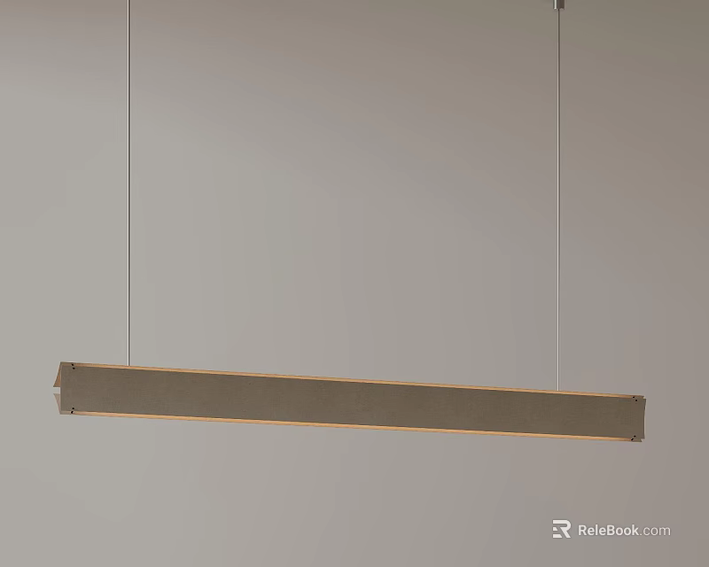 Modern Minimalist Long Rectangular Pendant Light With Sleek Metal Frame Hanging From Ceiling 3d model