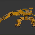 Yellow Multi legged Mechanical Industrial Robot With Excavator Arm And Control Cabin Design